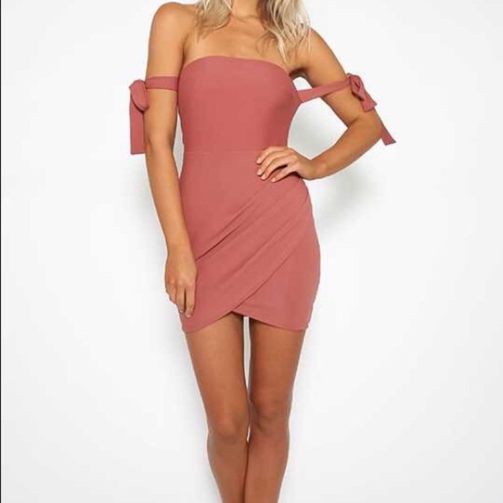 Mauve off the shoulder dress